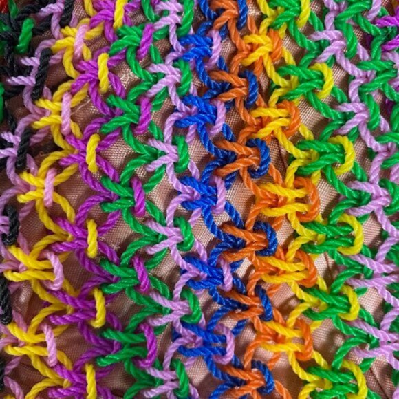 Boho Multicolor Handcrafted Women's Crochet Tote Bag Large - Picture 6 of 7